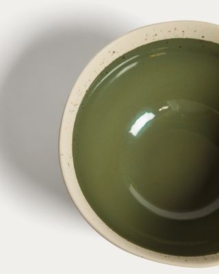Bol Nale de cerámica beige con fondo verde