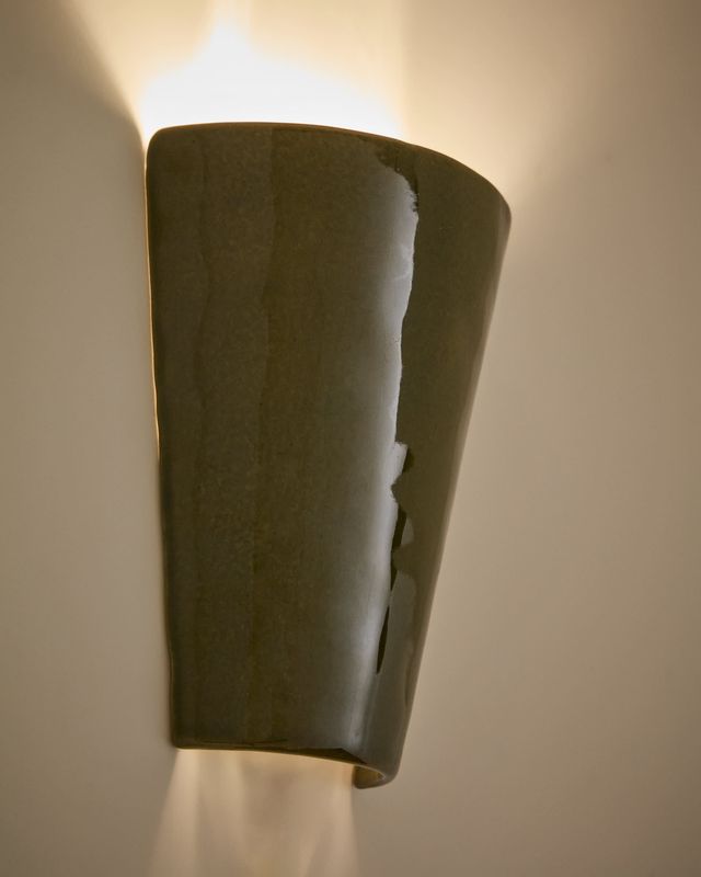 Aplique de pared Ceren de cerámica verde 13 cm