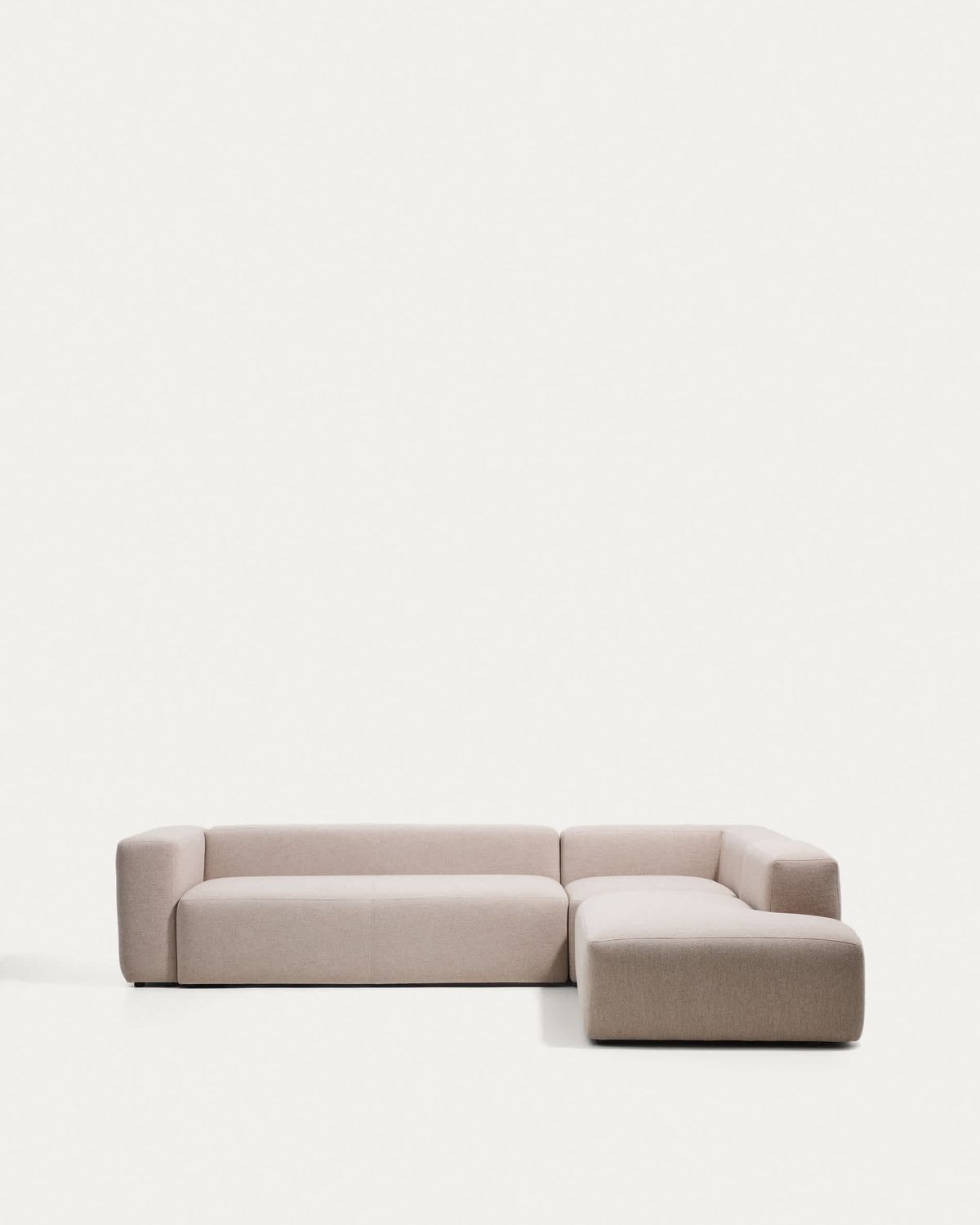 Sofá rinconero Blok 5 plazas con terminal derecho de chenilla beige 320 x 255 cm FSC Mix Credit