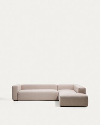 Sofá rinconero Blok 5 plazas con terminal derecho de chenilla beige 320 x 255 cm FSC Mix Credit