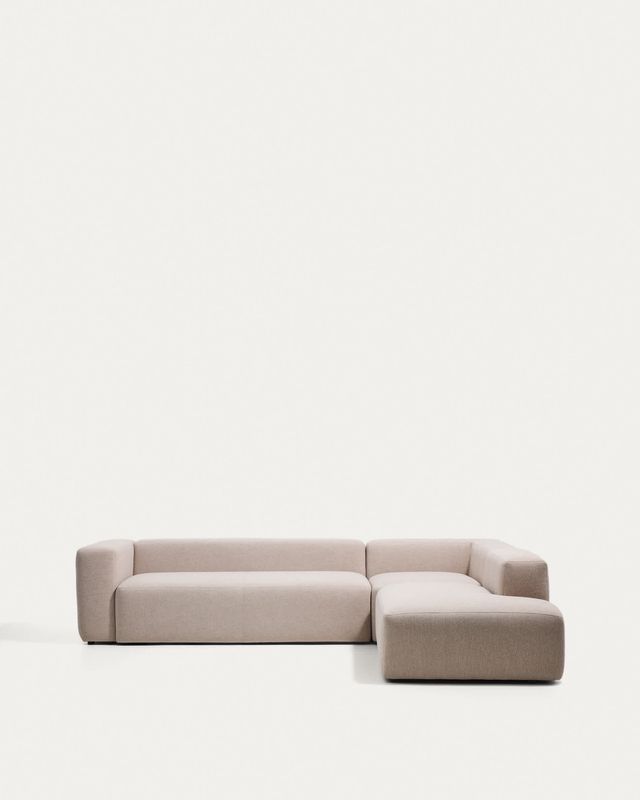 Sofá rinconero Blok 5 plazas con terminal derecho de chenilla beige 320 x 255 cm FSC Mix Credit