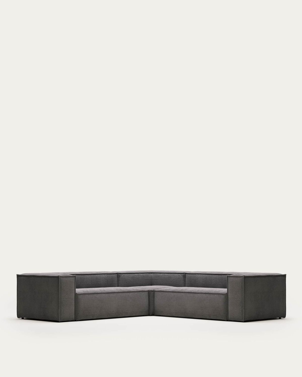 Sofá rinconero Blok 4 plazas de pana gruesa gris 290 x 290 cm FR