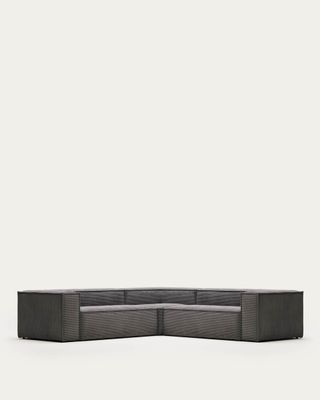 Sofá rinconero Blok 4 plazas de pana gruesa gris 290 x 290 cm FR