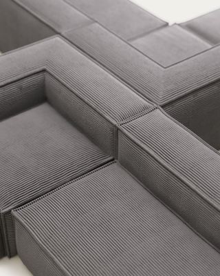 Sofá rinconero Blok 4 plazas de pana gruesa gris 290 x 290 cm FR