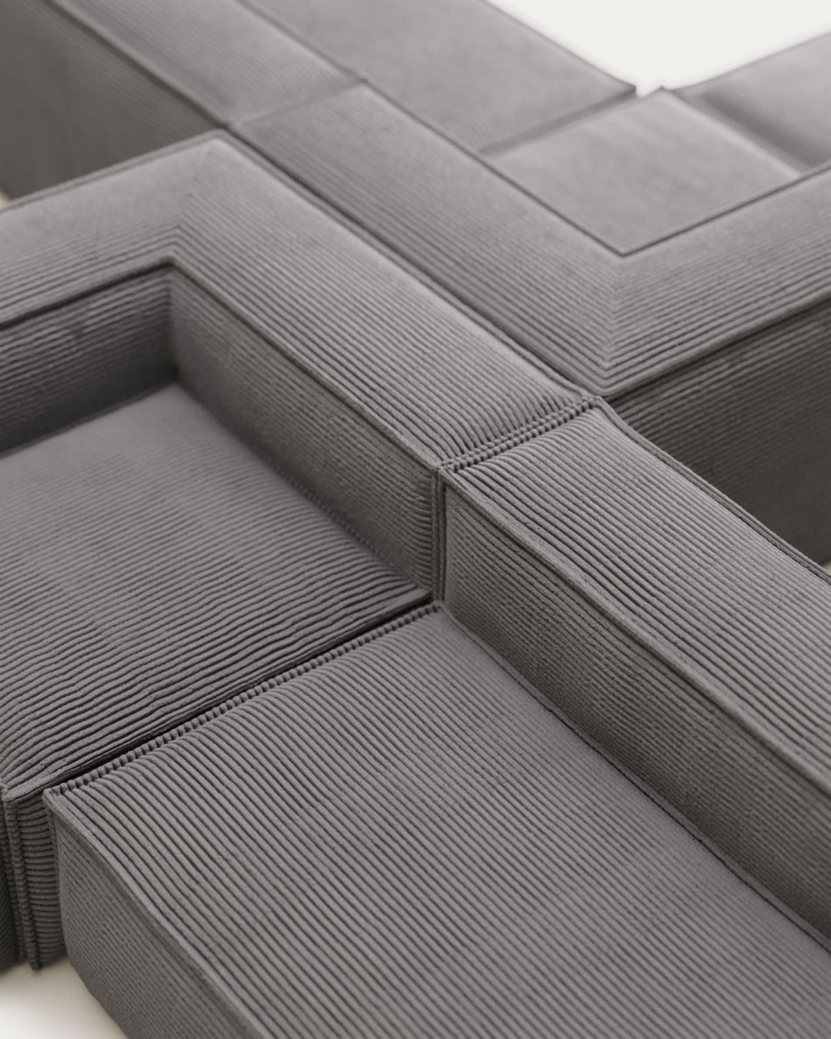 Sofá rinconero Blok 4 plazas de pana gruesa gris 290 x 290 cm FR