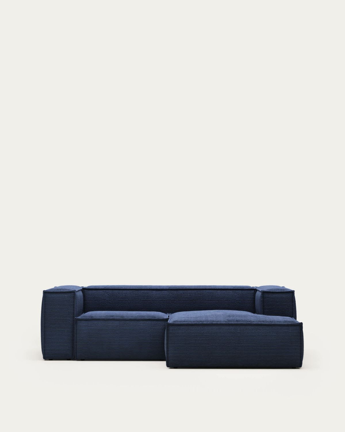 Sofá Blok 2 plazas chaise longue derecho de pana gruesa azul oscuro 240 cm FR