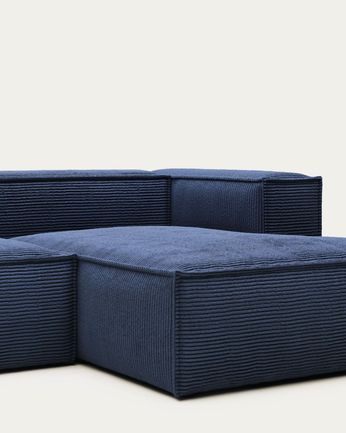 Sofá Blok 2 plazas chaise longue derecho de pana gruesa azul oscuro 240 cm FR