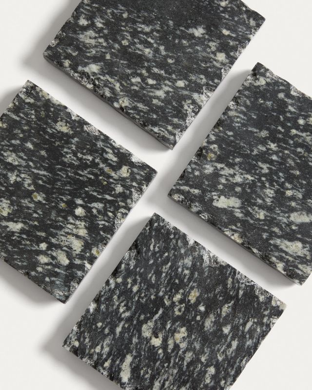 Set Arlena de 4 posavasos de granito gris oscuro