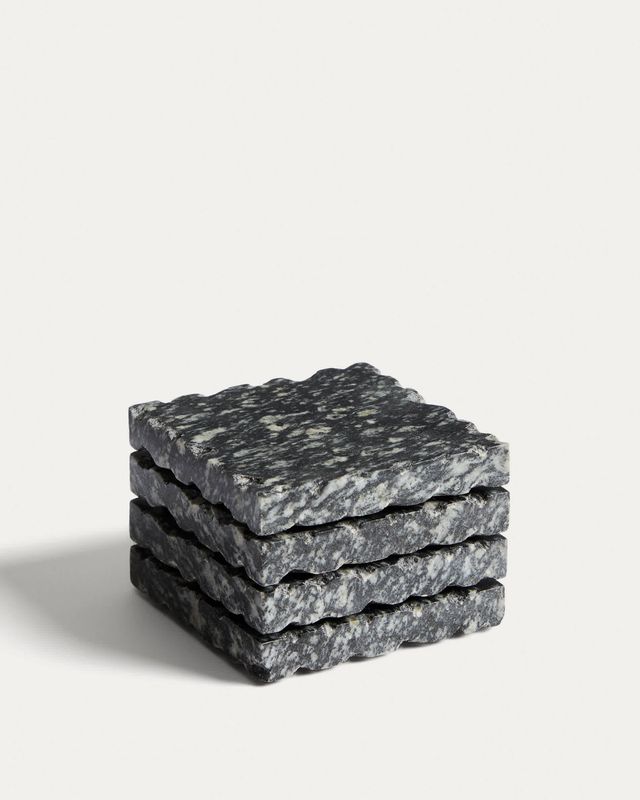 Set Arlena de 4 posavasos de granito gris oscuro