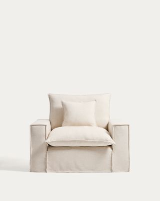 Butaca desenfundable Anarela de lino y viscosa beige 130 cm FSC Mix Credit