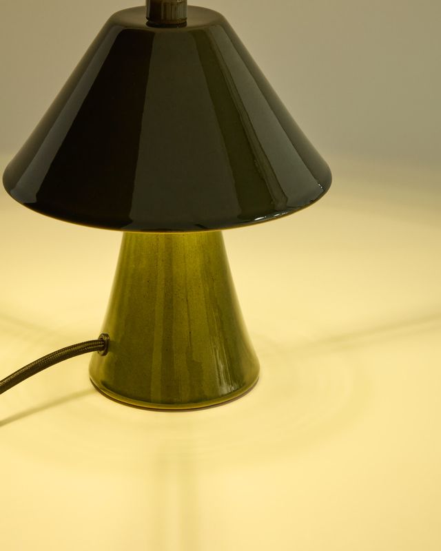 Lámpara de mesa Ceren de cerámica verde 21 cm
