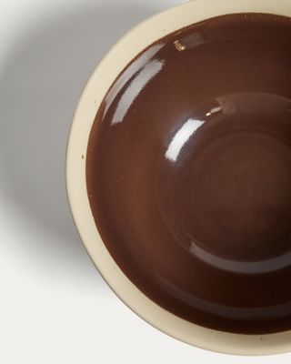 Bol Nale de cerámica beige con fondo marrón