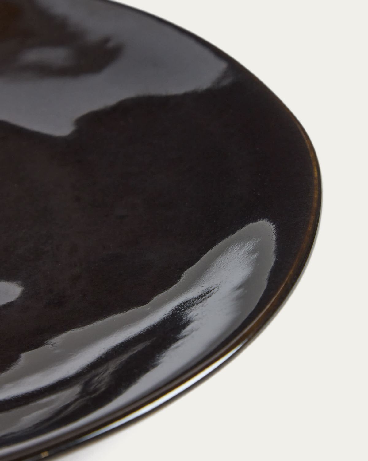 Plato de postre Aderno de cerámica marrón oscuro