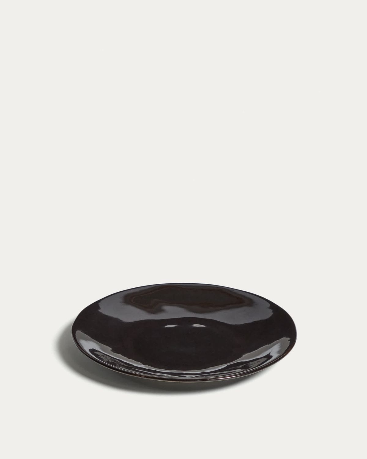 Plato de postre Aderno de cerámica marrón oscuro