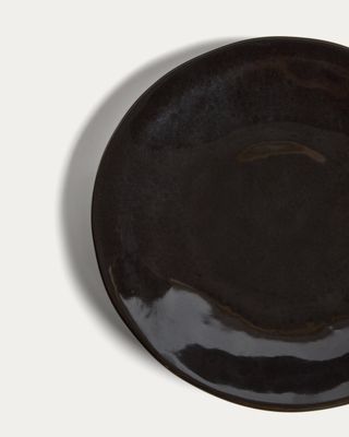 Plato de postre Aderno de cerámica marrón oscuro