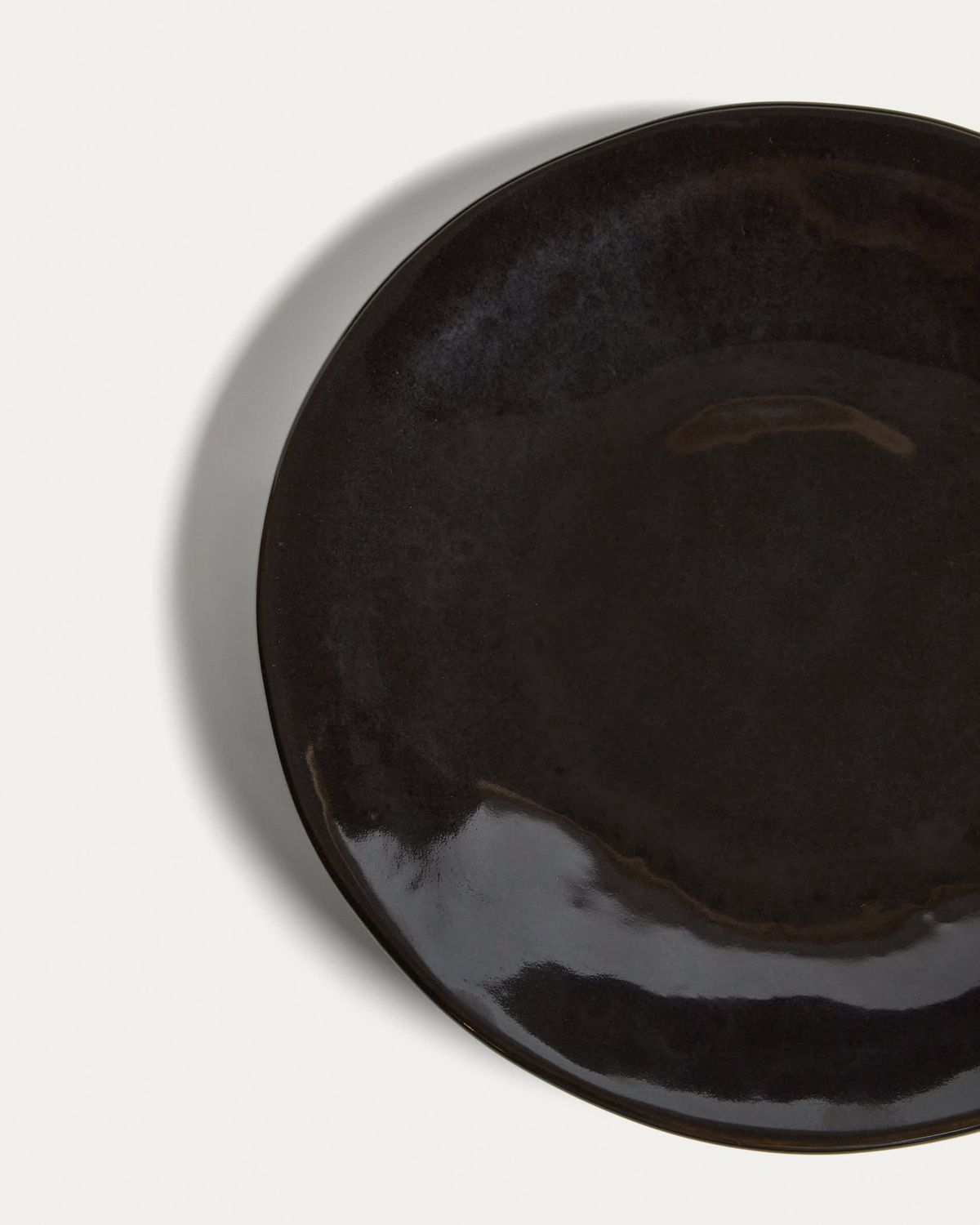 Plato de postre Aderno de cerámica marrón oscuro