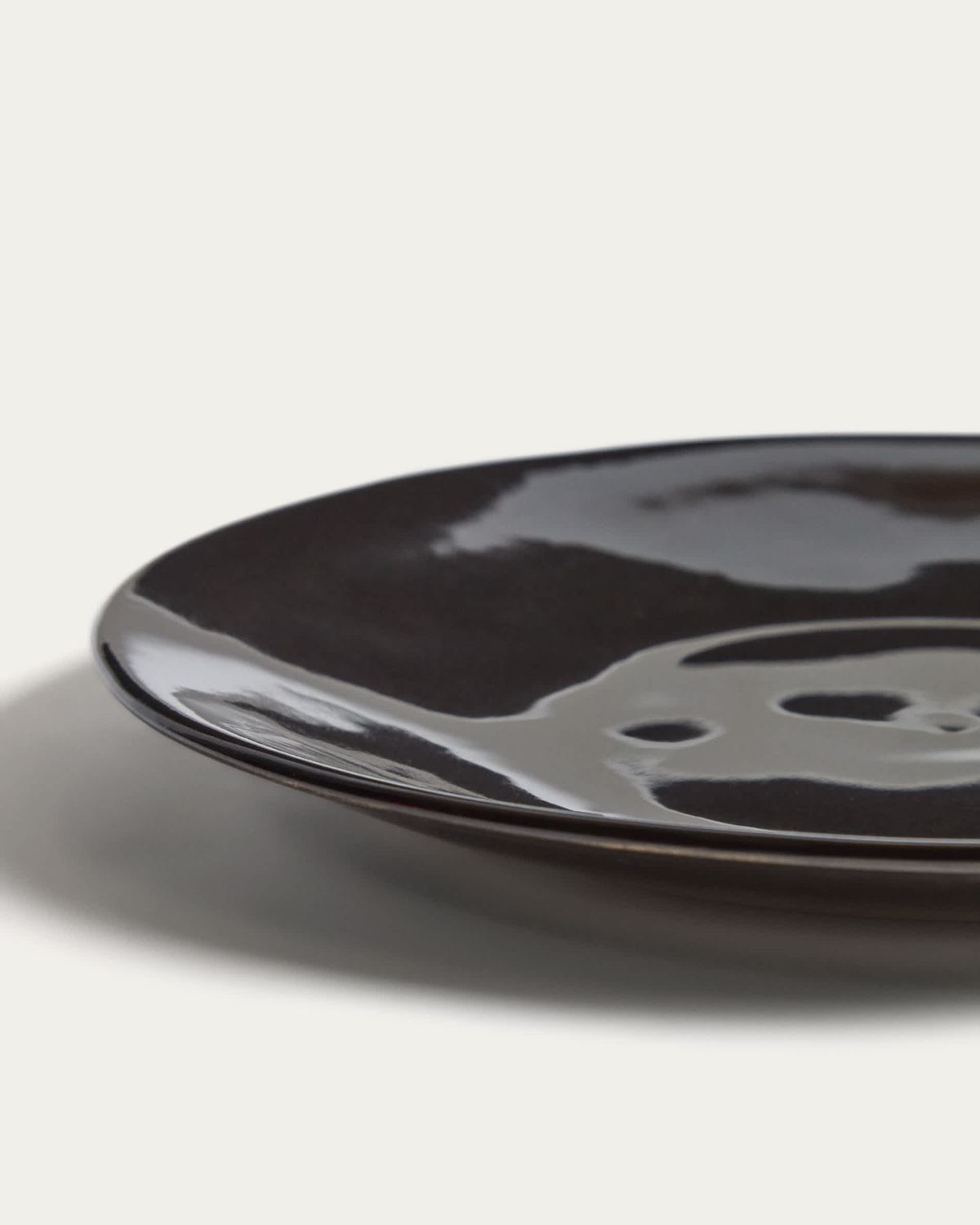 Plato de postre Aderno de cerámica marrón oscuro