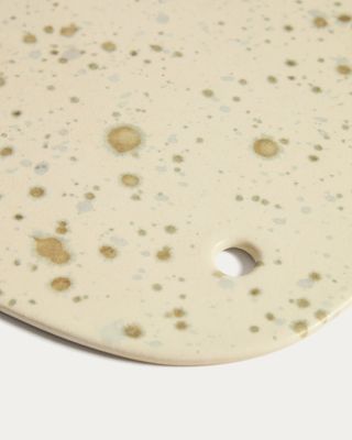 Tabla de servir Convia de cerámica blanco y marrón 26 x 36,5 cm