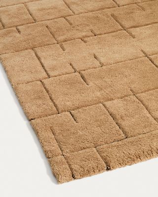 Alfombra Helun de mezcla de lana y viscosa con gráfico marrón 160 x 230 cm