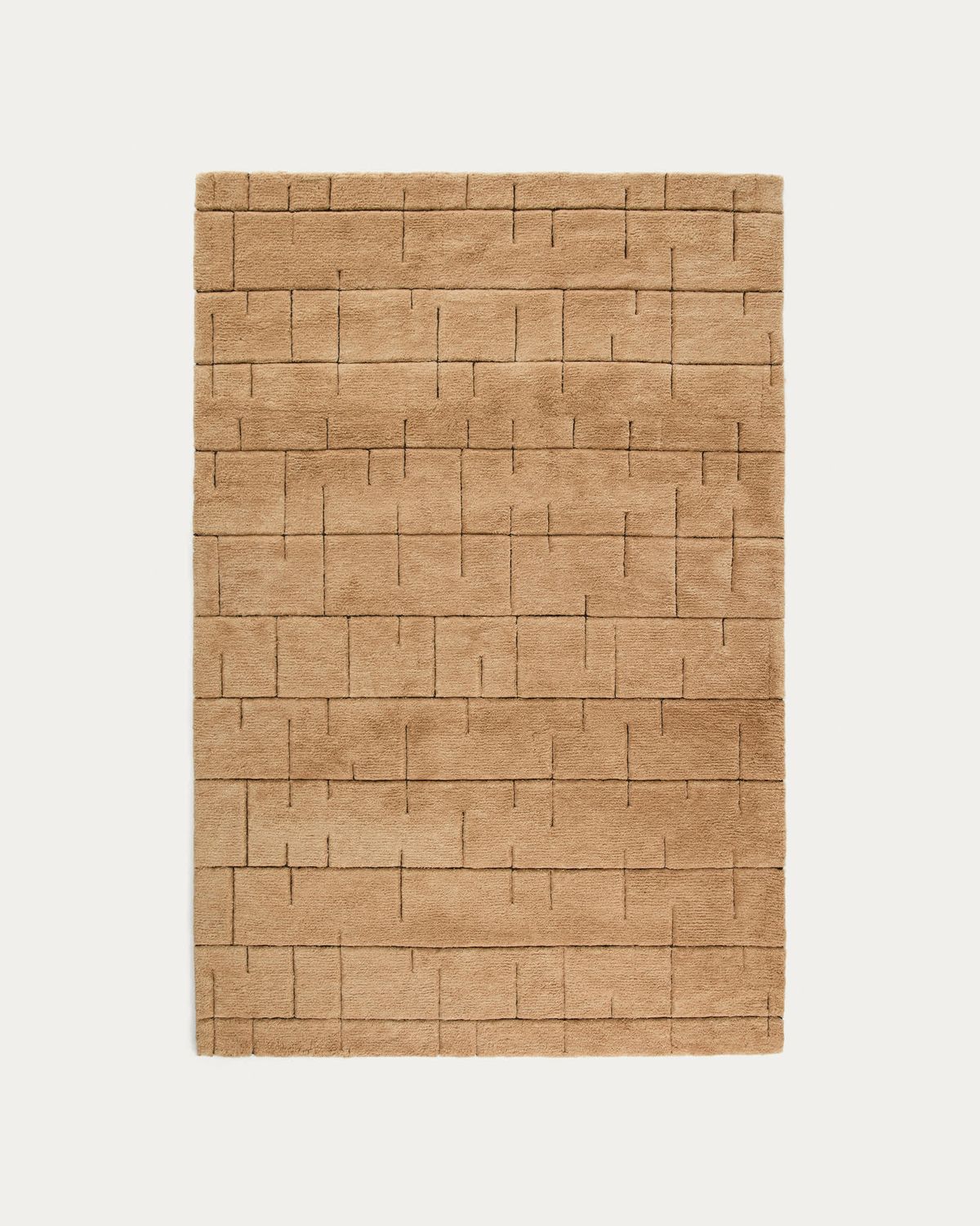 Alfombra Helun de mezcla de lana y viscosa con gráfico marrón 160 x 230 cm