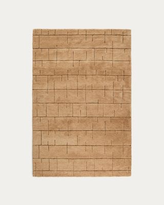 Alfombra Helun de mezcla de lana y viscosa con gráfico marrón 160 x 230 cm Alfombra Helun de mezcla de lana y viscosa con gráfico marrón 160 x 230 cm