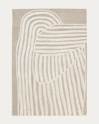 Alfombra Colire de lana y viscosa beige 200 x 300 cm Alfombra Colire de lana y viscosa beige 200 x 300 cm