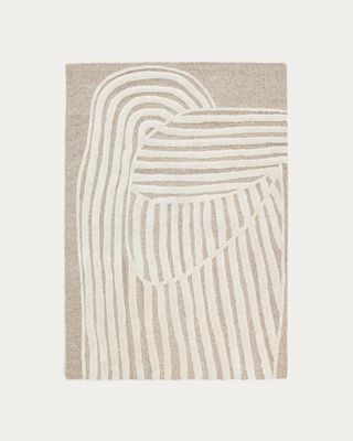 Alfombra Colire de lana y viscosa beige 160 x 230 cm Alfombra Colire de lana y viscosa beige 160 x 230 cm