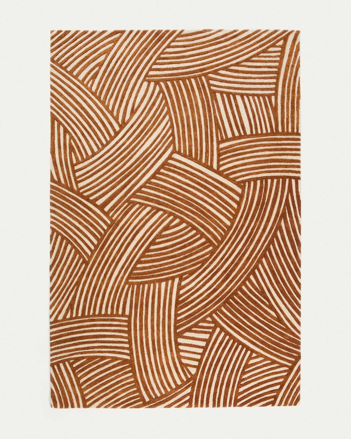 Alfombra Poreni de lana jacquard a contraste beige 200 x 300 cm