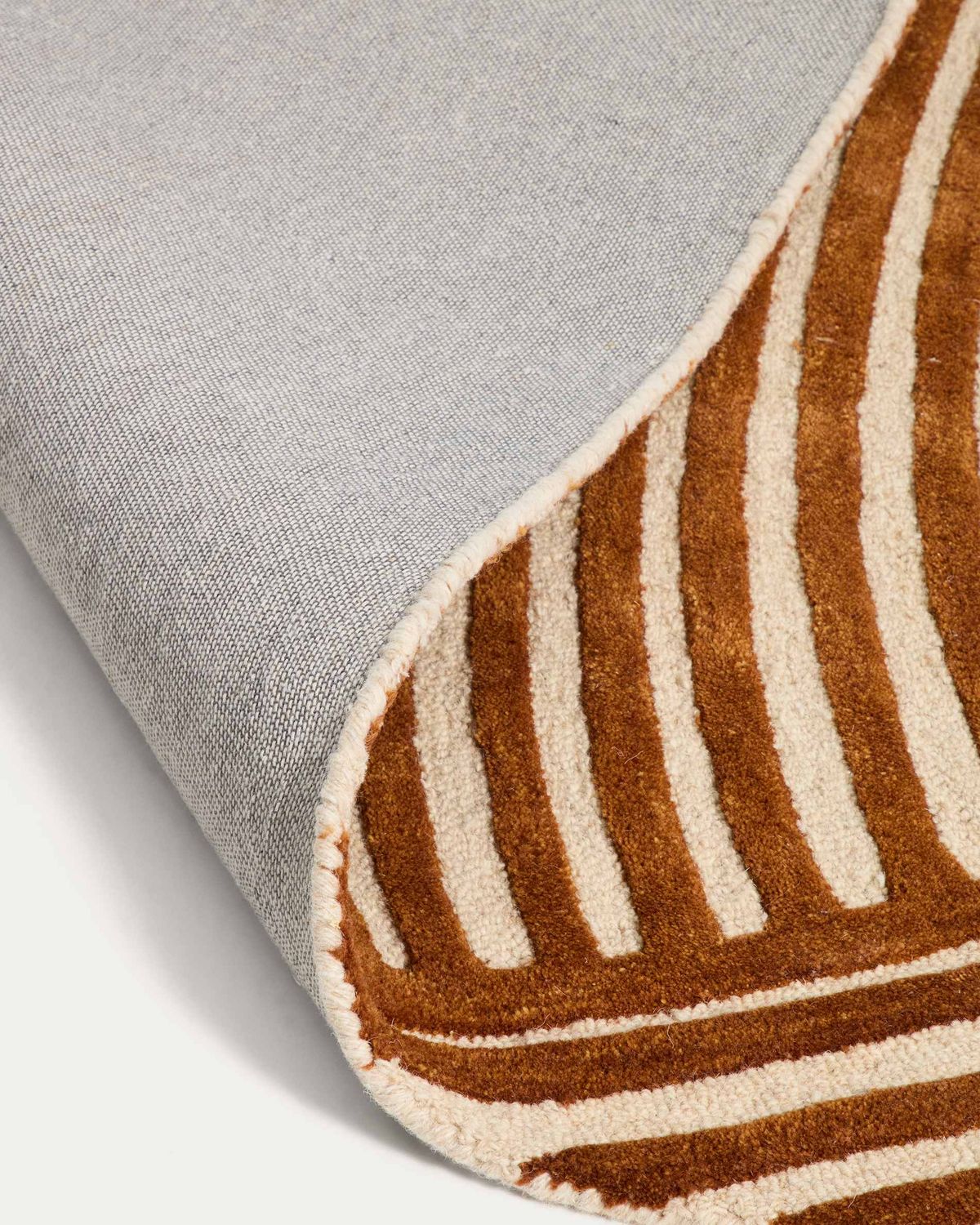 Alfombra Poreni de lana jacquard a contraste beige 200 x 300 cm