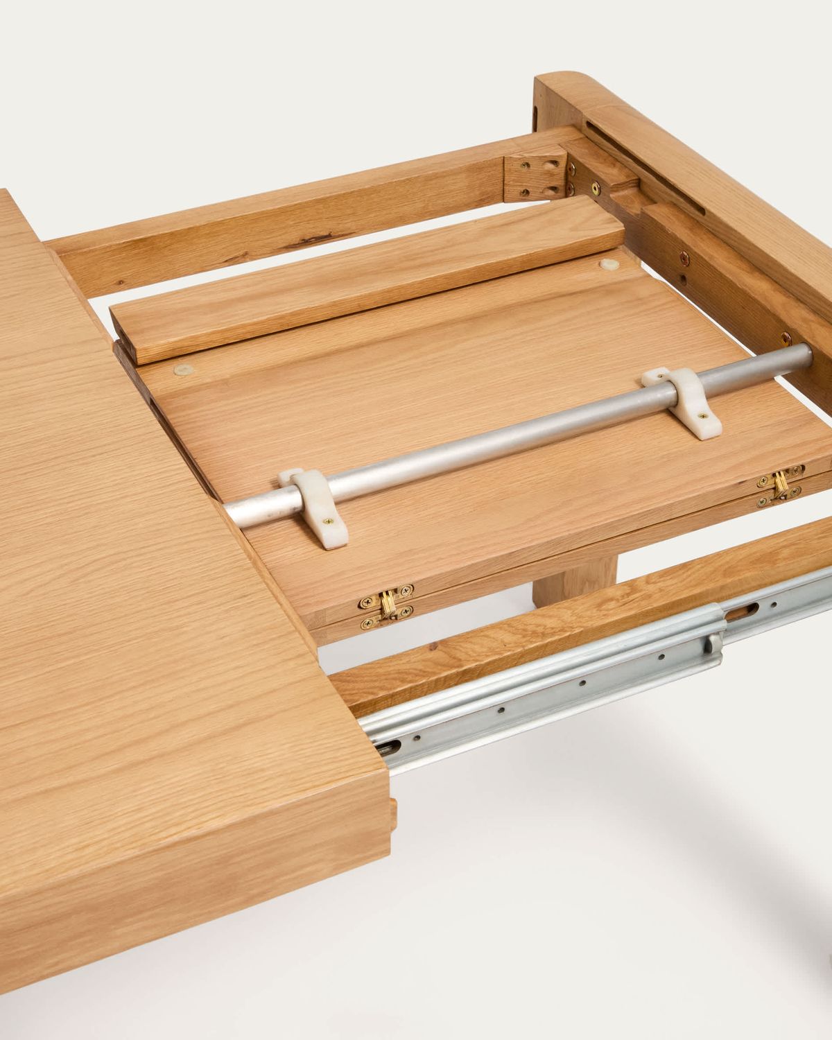 Mesa extensible Erisia de madera maciza de roble con acabado tono natural 180 (230) x 90 cm FSC 100%