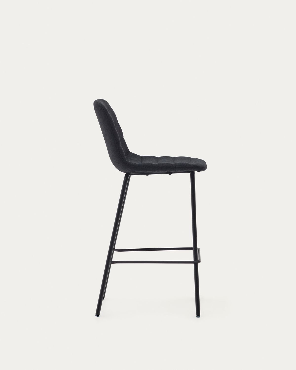 Taburete Zunilda de chenilla negro y acero con acabado negro mate altura 65 cm FSC 100%