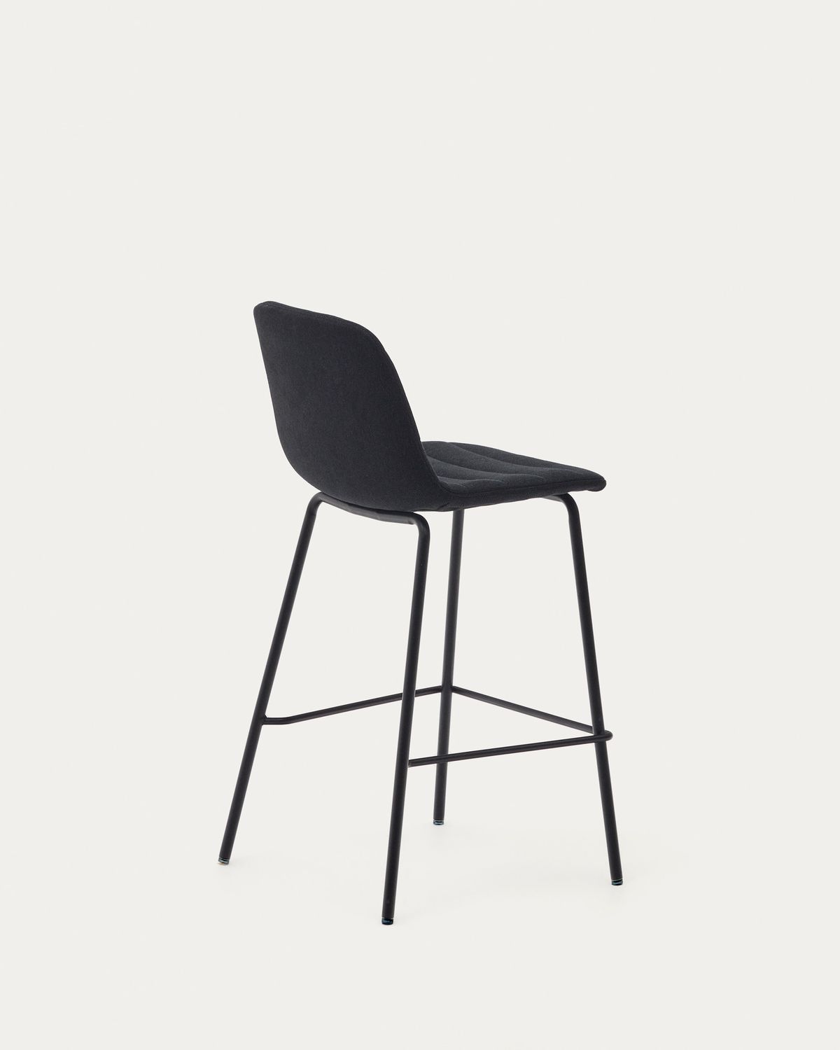 Taburete Zunilda de chenilla negro y acero con acabado negro mate altura 65 cm FSC 100%