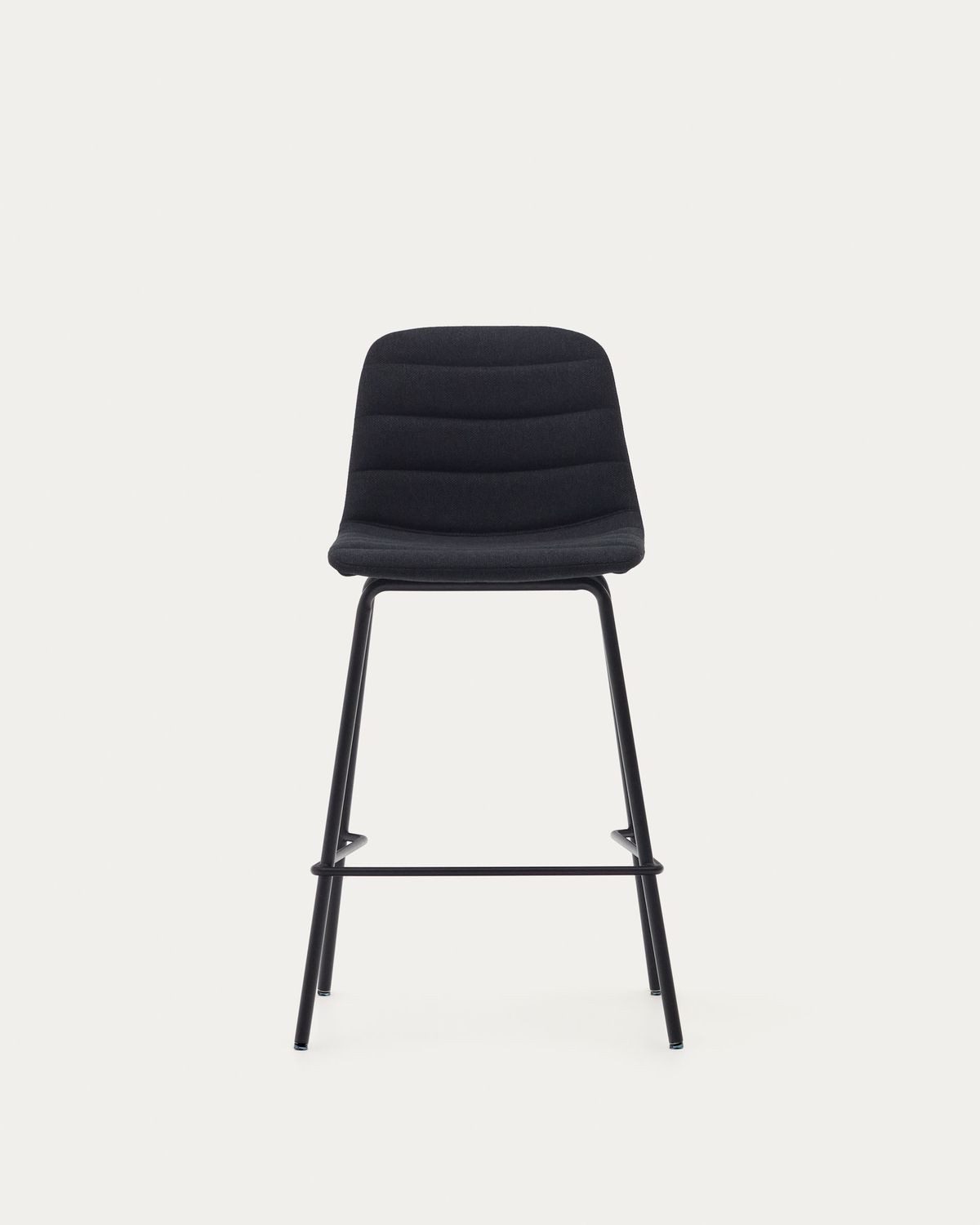 Taburete Zunilda de chenilla negro y acero con acabado negro mate altura 65 cm FSC 100%