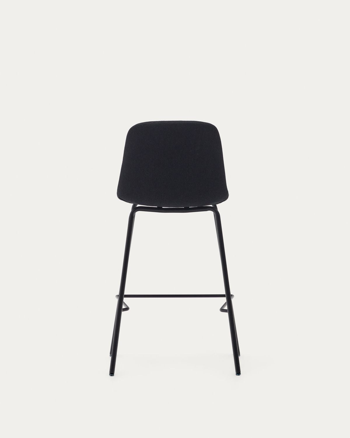 Taburete Zunilda de chenilla negro y acero con acabado negro mate altura 65 cm FSC 100%