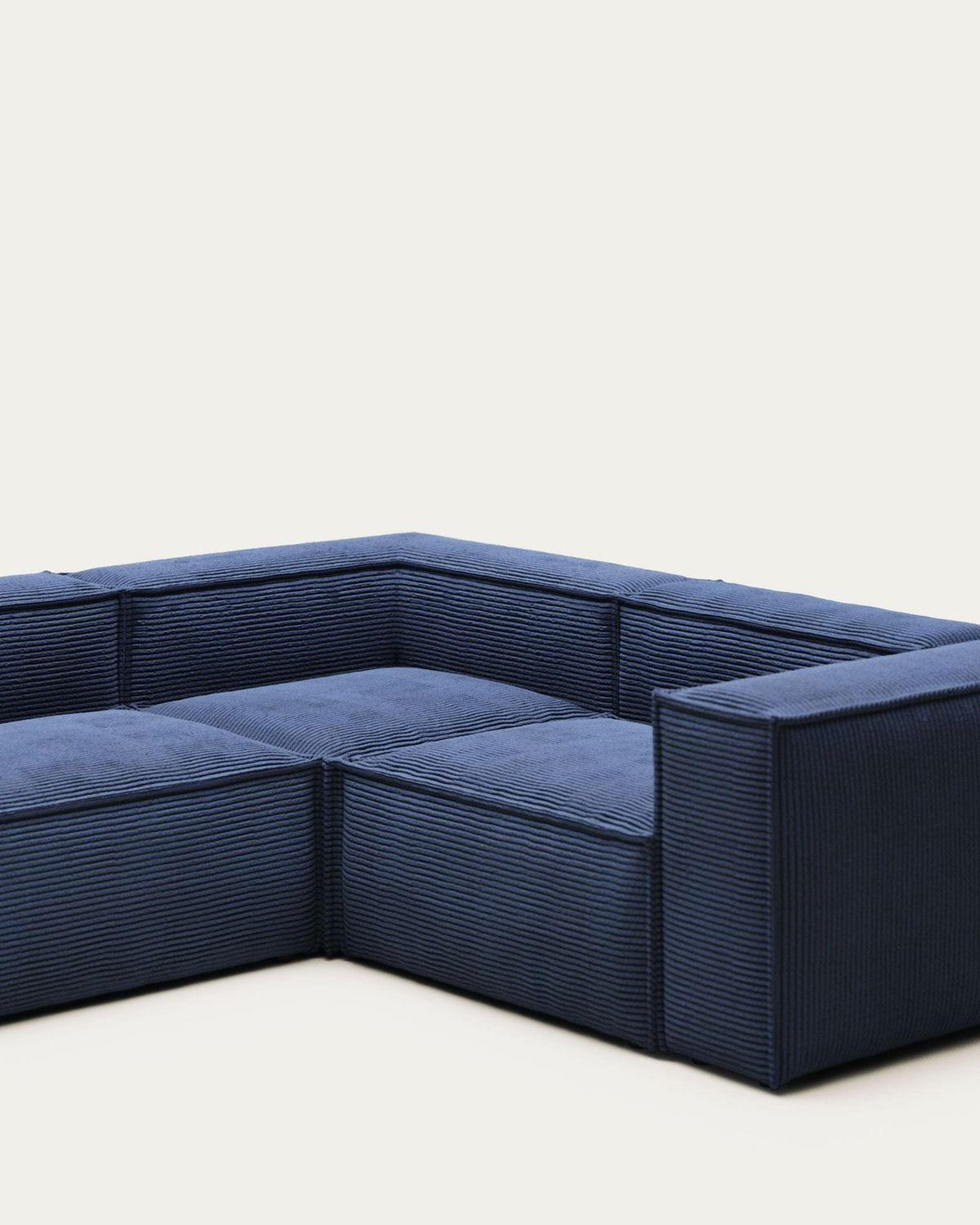 Sofá rinconero Blok 3 plazas retardante de fuego de pana gruesa azul 90 x 230 cm / 230 x 290 cm FSC Mix Credit