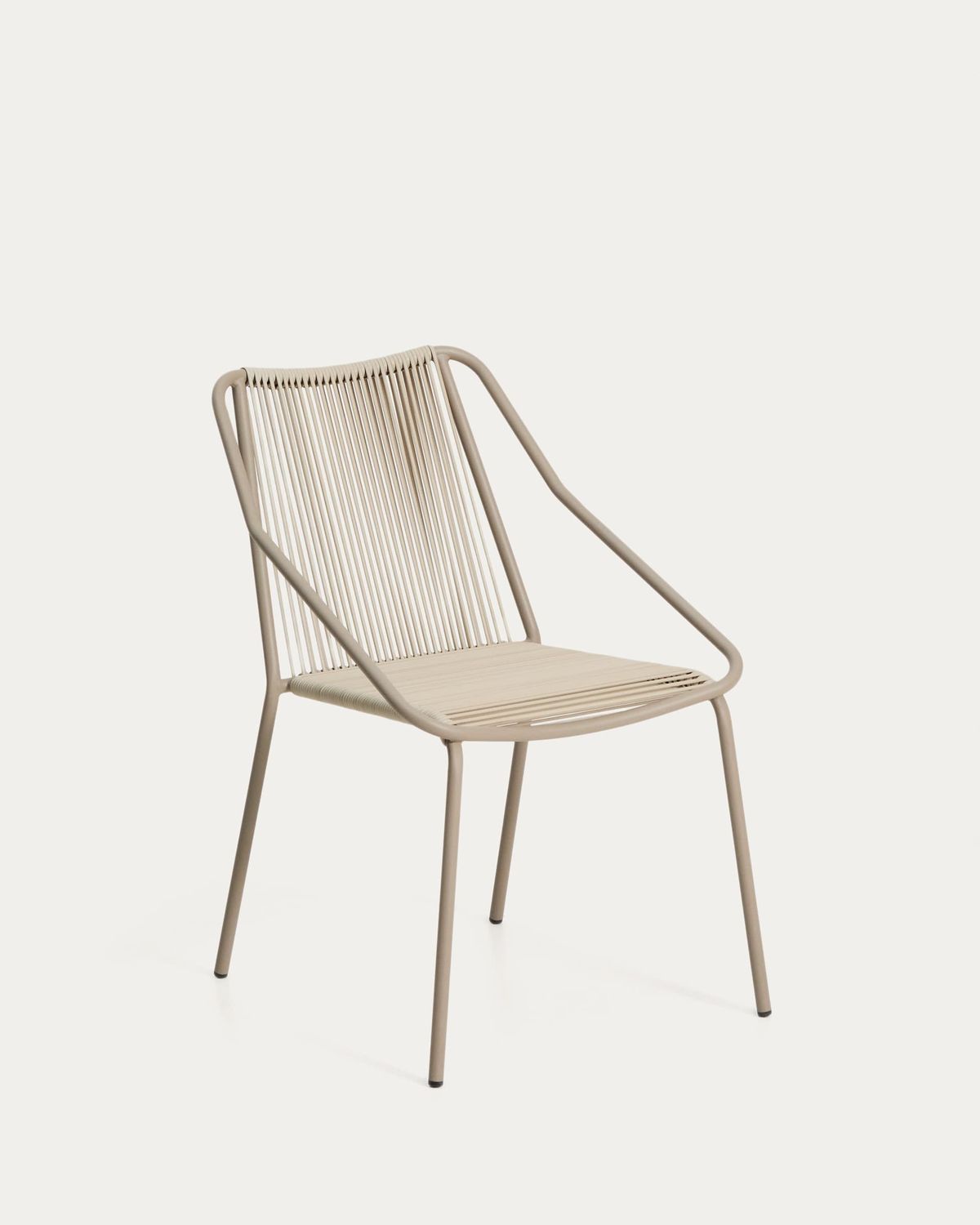 Silla apilable de exterior Zivia de cuerda crudo y acero galvanizado topo