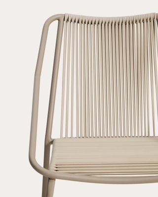 Silla apilable de exterior Zivia de cuerda crudo y acero galvanizado topo