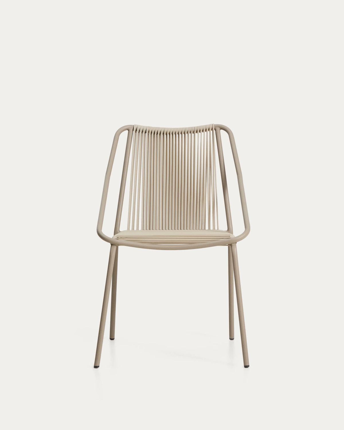 Silla apilable de exterior Zivia de cuerda crudo y acero galvanizado topo