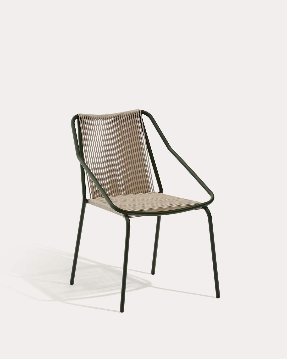 Silla apilable de exterior Zivia de cuerda crudo y acero galvanizado verde