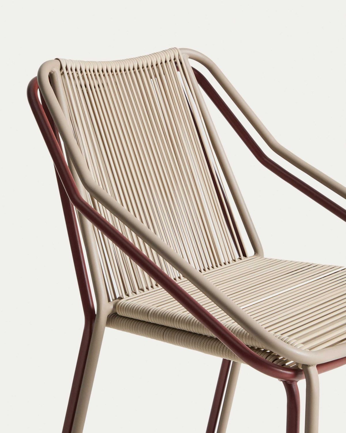 Silla apilable de exterior Zivia de cuerda crudo y acero galvanizado verde