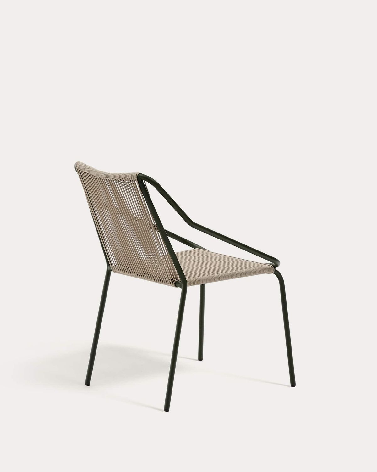 Silla apilable de exterior Zivia de cuerda crudo y acero galvanizado verde
