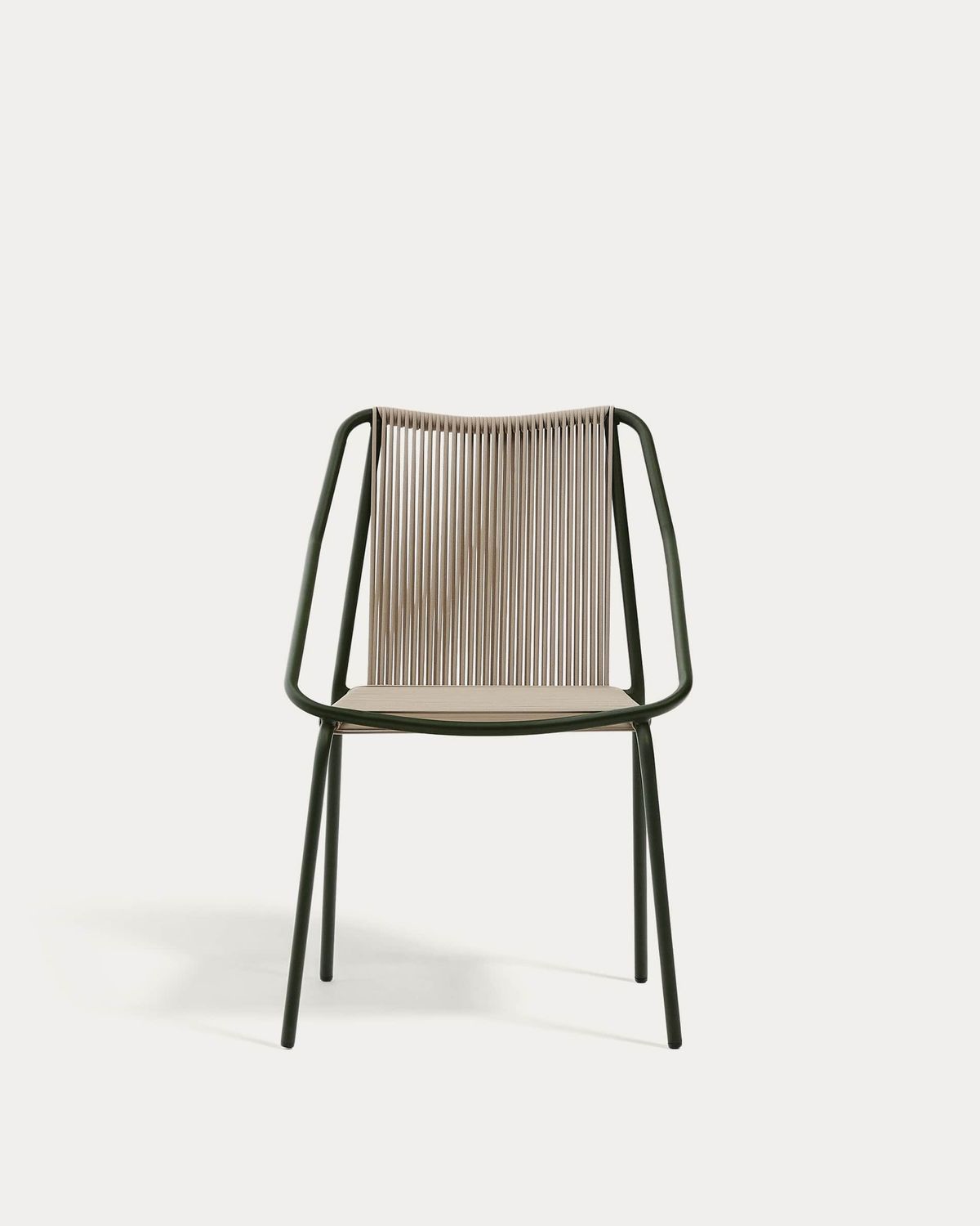 Silla apilable de exterior Zivia de cuerda crudo y acero galvanizado verde