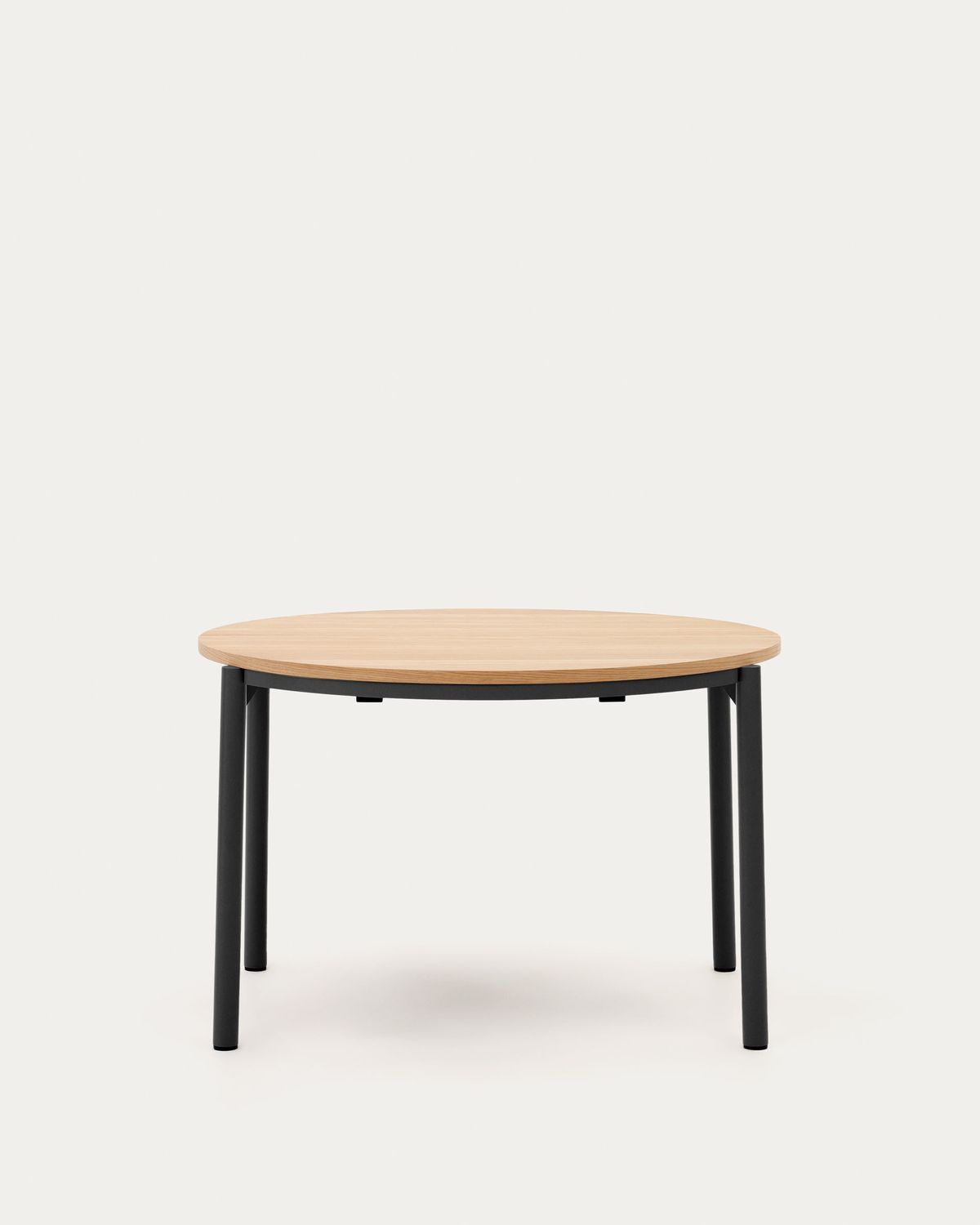 Mesa extensible redonda Montuiri chapa de roble y patas de acero acabado negro Ø 120 (200) cm