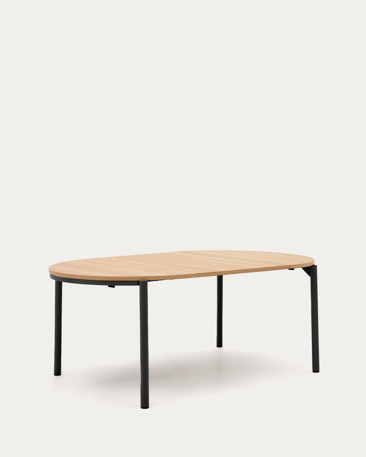 Mesa extensible redonda Montuiri chapa de roble y patas de acero acabado negro Ø 120 (200) cm