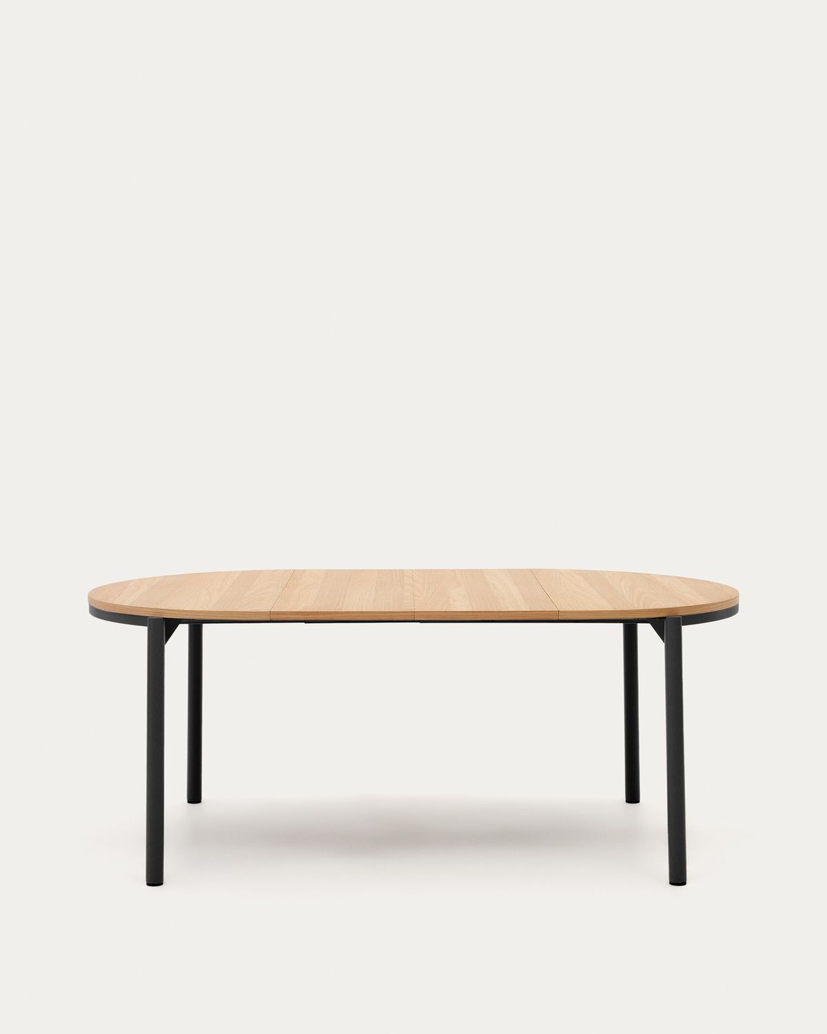 Mesa extensible redonda Montuiri chapa de roble y patas de acero acabado negro Ø 120 (200) cm