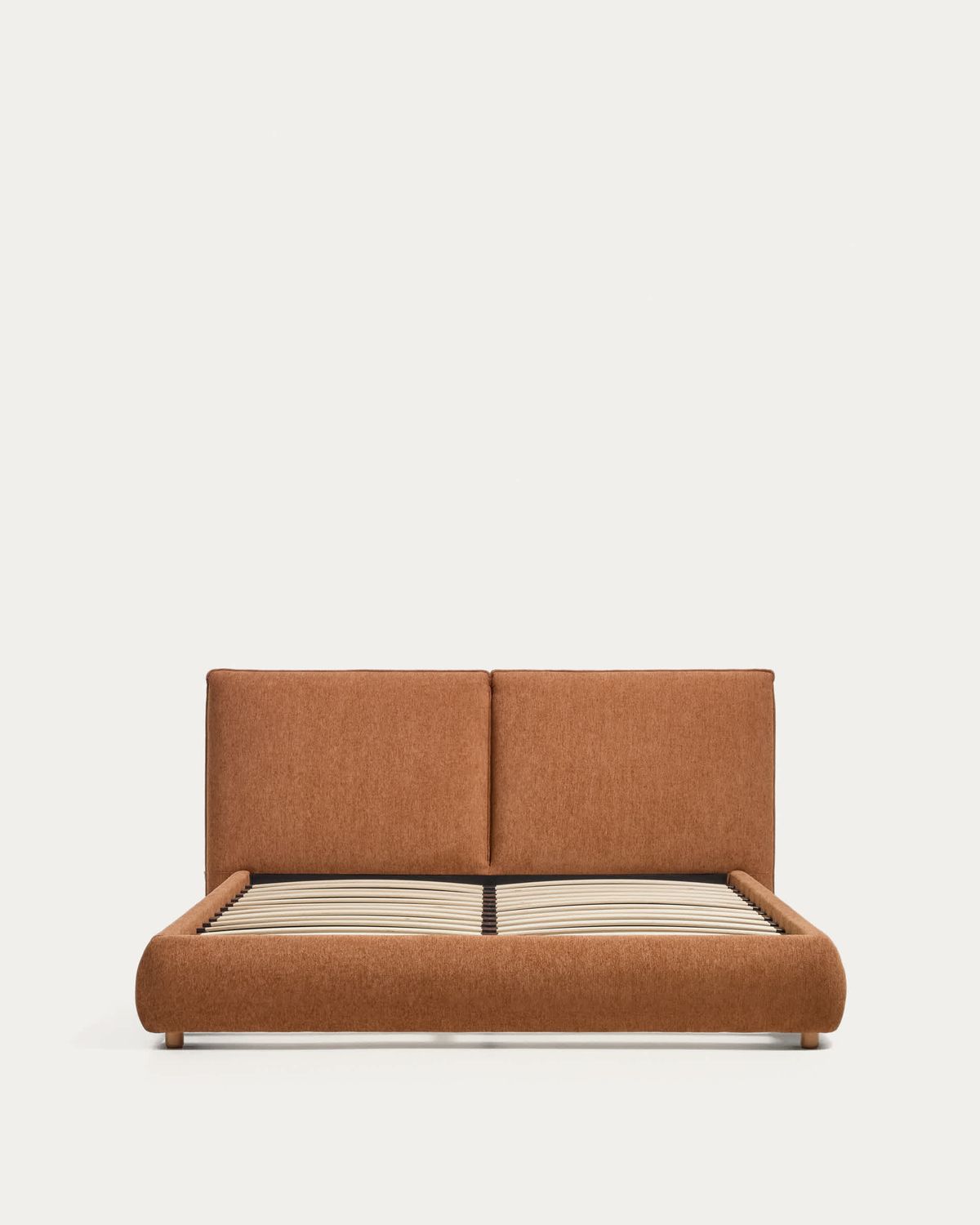 Cama Elerio en chenilla cobrizo suave para colchón de 160 x 200 cm