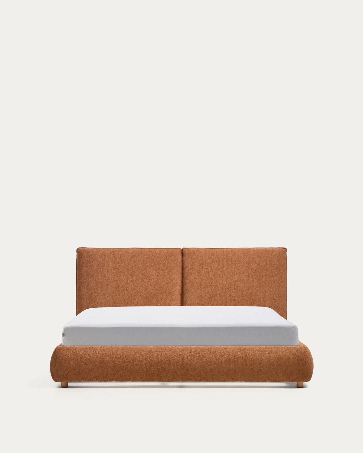 Cama Elerio en chenilla cobrizo suave para colchón de 160 x 200 cm