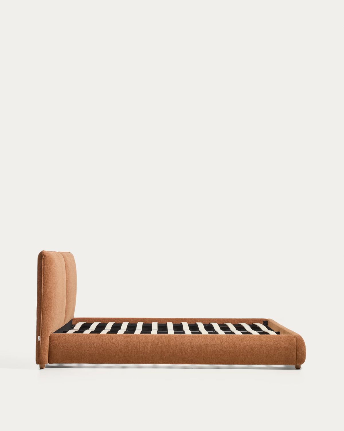Cama Elerio en chenilla cobrizo suave para colchón de 160 x 200 cm