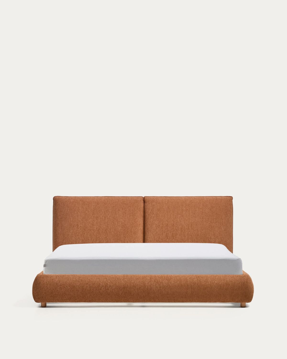 Cama Elerio en chenilla cobrizo suave para colchón de 180 x 200 cm