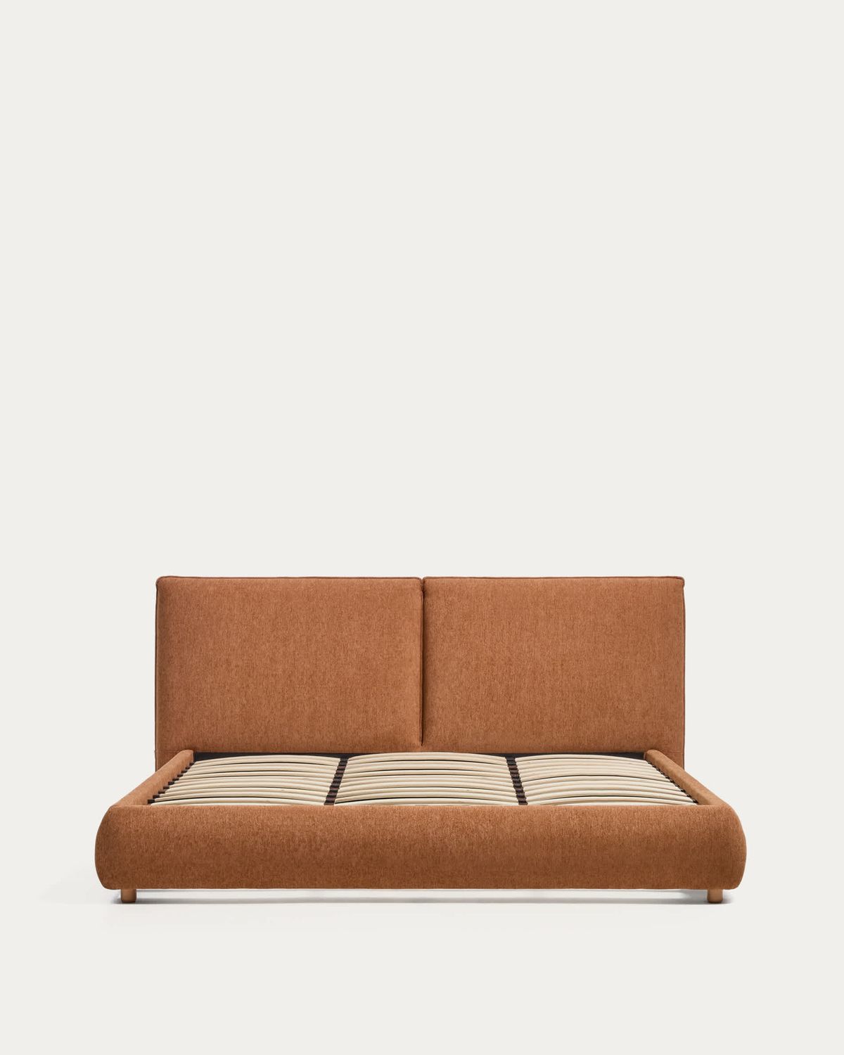 Cama Elerio en chenilla cobrizo suave para colchón de 180 x 200 cm